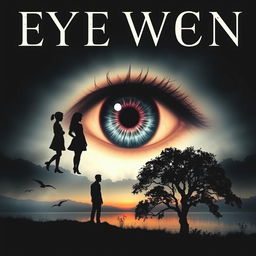 A striking cover design featuring a large eye at the center, surrounded by the silhouette of three girls in various poses, embodying a sense of mystery and allure