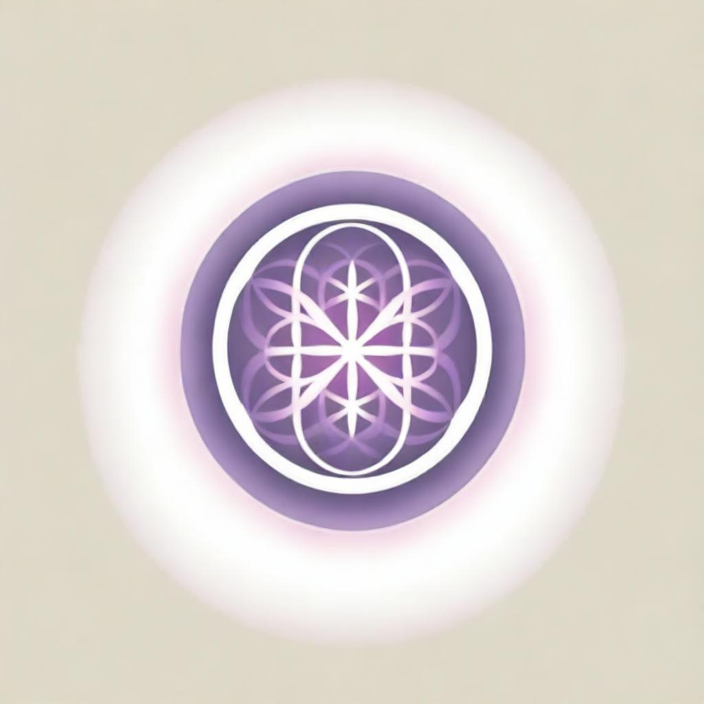 A stylish company logo featuring the Flower of Life with eight petals, surrounded by radiating sun rays in a circular design