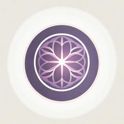 A graphic logo featuring the Flower of Life with eight petals, with sun rays radiating in all directions in a circular format, illustrated in delicate pink and purple tones for corporate usage