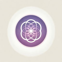 A graphic logo featuring the Flower of Life with eight petals, with sun rays radiating in all directions in a circular format, illustrated in delicate pink and purple tones for corporate usage