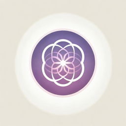 A graphic logo featuring the Flower of Life with eight petals, with sun rays radiating in all directions in a circular format, illustrated in delicate pink and purple tones for corporate usage