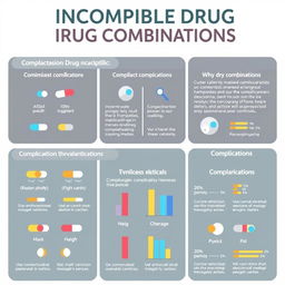 A detailed infographic showcasing incompatible drug combinations and the associated medical complications