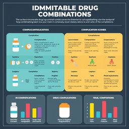 A detailed infographic showcasing incompatible drug combinations and the associated medical complications