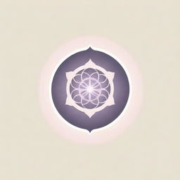 A stylish and minimalistic logo showcasing the Flower of Life in an Eastern ornament style, radiating sun rays in all directions illustrated in soft pink and purple hues, intended for establishment's representation