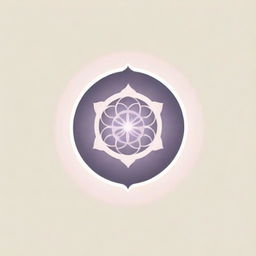 A stylish and minimalistic logo showcasing the Flower of Life in an Eastern ornament style, radiating sun rays in all directions illustrated in soft pink and purple hues, intended for establishment's representation