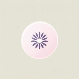 A stylish and minimalistic logo featuring an Eastern ornament-style flower, with sun rays emanating in a circular pattern, designed in soft pink and purple graphic hues, created specifically for establishment branding