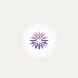 A stylish, minimalistic logo represented by a flower design with subtle rays radiating in all directions, rendered in gentle pink and violet hues, created specifically for establishment branding