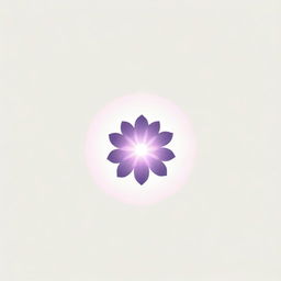 A stylish, minimalistic logo represented by a flower design with subtle rays radiating in all directions, rendered in gentle pink and violet hues, created specifically for establishment branding