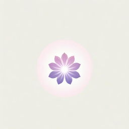 A stylish, minimalistic logo represented by a flower design with subtle rays radiating in all directions, rendered in gentle pink and violet hues, created specifically for establishment branding