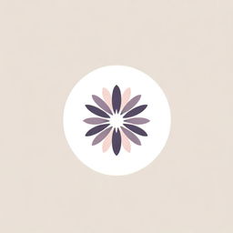 A stylish logo in a minimalistic style, portrayed as an Eastern flower with subtle radial design elements, drawn in soft pink and violet graphic shades, purposed for establishment branding