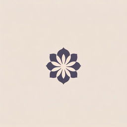 A stylish logo in a minimalistic style, portrayed as an Eastern flower with subtle radial design elements, drawn in soft pink and violet graphic shades, purposed for establishment branding