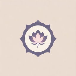 A stylish logo in a minimalistic style, portrayed as an Eastern flower with subtle radial design elements, drawn in soft pink and violet graphic shades, purposed for establishment branding