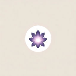 A stylish logo in a minimalistic style, portrayed as an Eastern flower with subtle radial design elements, drawn in soft pink and violet graphic shades, purposed for establishment branding