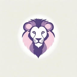 A stylish and minimalistic logo featuring a lion, exquisitely drawn in gentle pink and purple tones, intended specifically for establishment branding