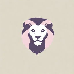 A stylish and minimalistic logo featuring a lion, exquisitely drawn in gentle pink and purple tones, intended specifically for establishment branding