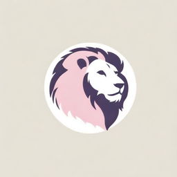 A stylish and minimalistic logo featuring a lion, exquisitely drawn in gentle pink and purple tones, intended specifically for establishment branding