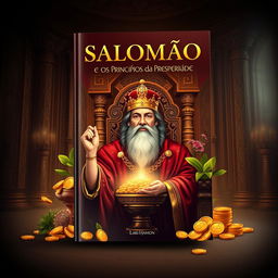Book cover design for the e-book "Salomão e os Princípios da Prosperidade" featuring a regal and opulent theme