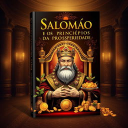 Book cover design for the e-book "Salomão e os Princípios da Prosperidade" featuring a regal and opulent theme