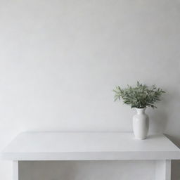 Mesa completa cubierta de un mantel blanco con fondo minimalista