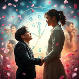 A surreal representation of a time loop where a couple expresses deep emotional limerence