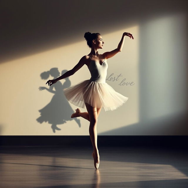 A solo ballerina dancing gracefully, her posture elegant and emotive, capturing the beauty of her art