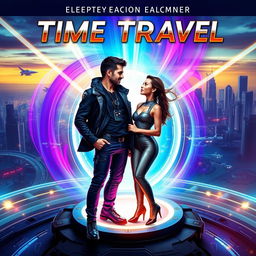 A captivating science fiction romance book cover featuring a thrilling time travel theme