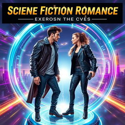 A captivating science fiction romance book cover featuring a thrilling time travel theme