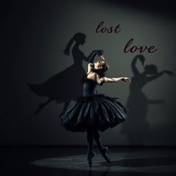 A ballerina embodying the character of the Black Swan, dressed in a striking black tutu and adorned with dark feathers, showcasing an intense and passionate dance