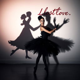 A ballerina embodying the character of the Black Swan, dressed in a striking black tutu and adorned with dark feathers, showcasing an intense and passionate dance
