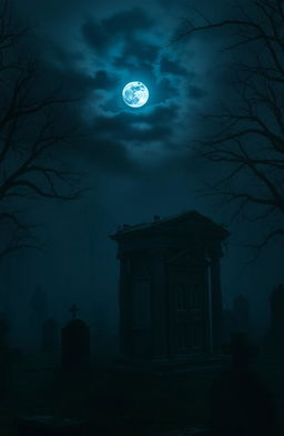 A haunting and atmospheric scene that embodies the theme of death, featuring a misty graveyard at dusk