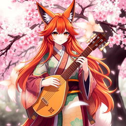 A bard character with fox-like features, embodying the spirit of a Kitsune