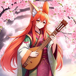 A bard character with fox-like features, embodying the spirit of a Kitsune