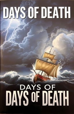 A dramatic book cover for 'Days Of Death', featuring a fierce thunderstorm at sea