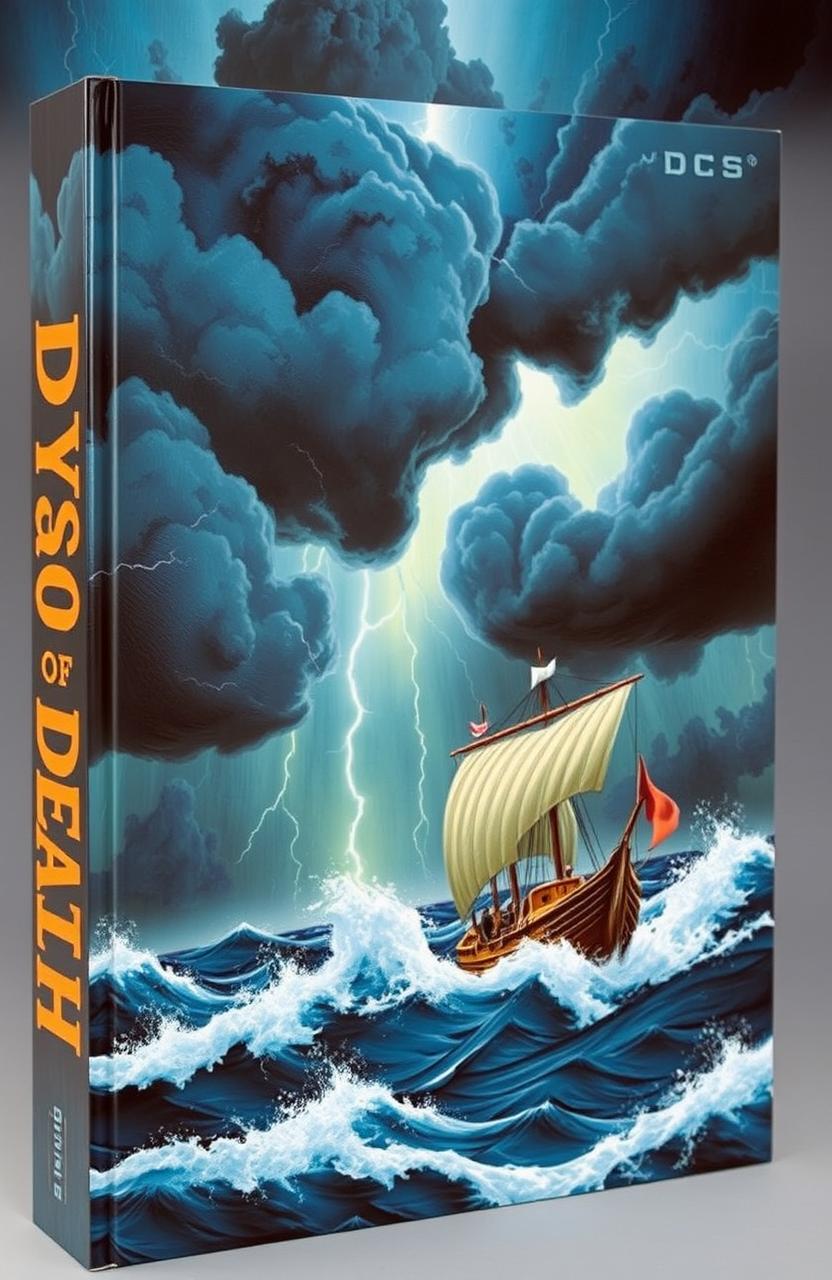 A dramatic book cover for 'Days Of Death', featuring a fierce thunderstorm at sea