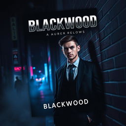 A book cover design for a spy thriller novel titled 'Blackwood'