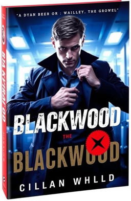 A captivating book cover for the spy thriller novel 'Blackwood', featuring a young man as the central character with a strong, enigmatic presence reflecting his role as a spy