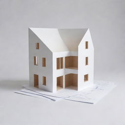 Una casa dibujada como un plano de Arquitectura sobre papel blanco