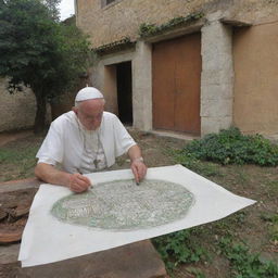 Dibujado en una hoja de papal de una Casa colonial de frente pequeña