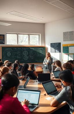 A classroom setting featuring 10th grade students engaged in learning about artificial intelligence