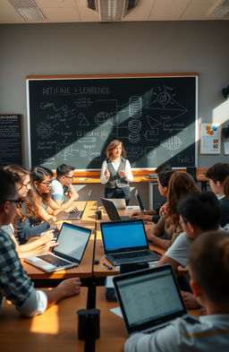 A classroom setting featuring 10th grade students engaged in learning about artificial intelligence