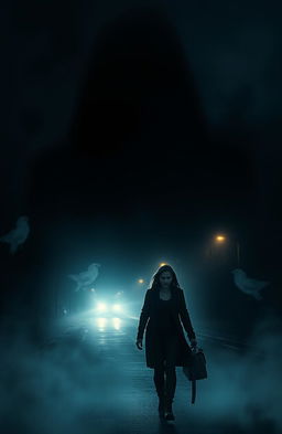 A haunting scene in a small town just one big bridge away from the city, at night
