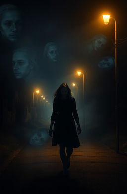 A haunting scene in a small town just one big bridge away from the city, at night