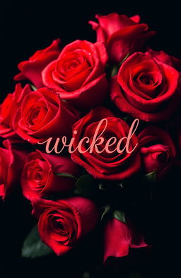 A beautiful arrangement of vibrant red roses against a deep black background, creating a striking contrast