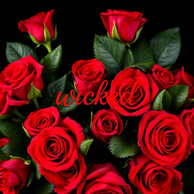 A stunning arrangement of vibrant red roses set against a deep black background