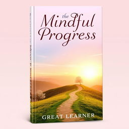 A captivating book cover for 'Mindful Progress' by Great Learner, featuring a serene landscape with a winding path leading towards a bright horizon, symbolizing personal development and mindfulness