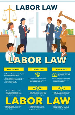 An informative and visually engaging graphic illustrating the concept of labor law