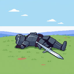 A simple pixel art depiction of a defeated knight, lying on the ground