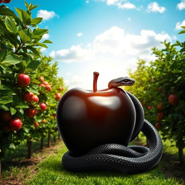 A book cover featuring a captivating landscape of an apple orchard with vivid green apple trees