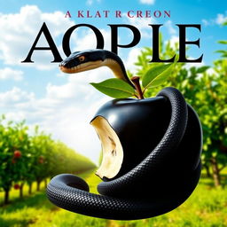 A book cover featuring a captivating landscape of an apple orchard with vivid green apple trees
