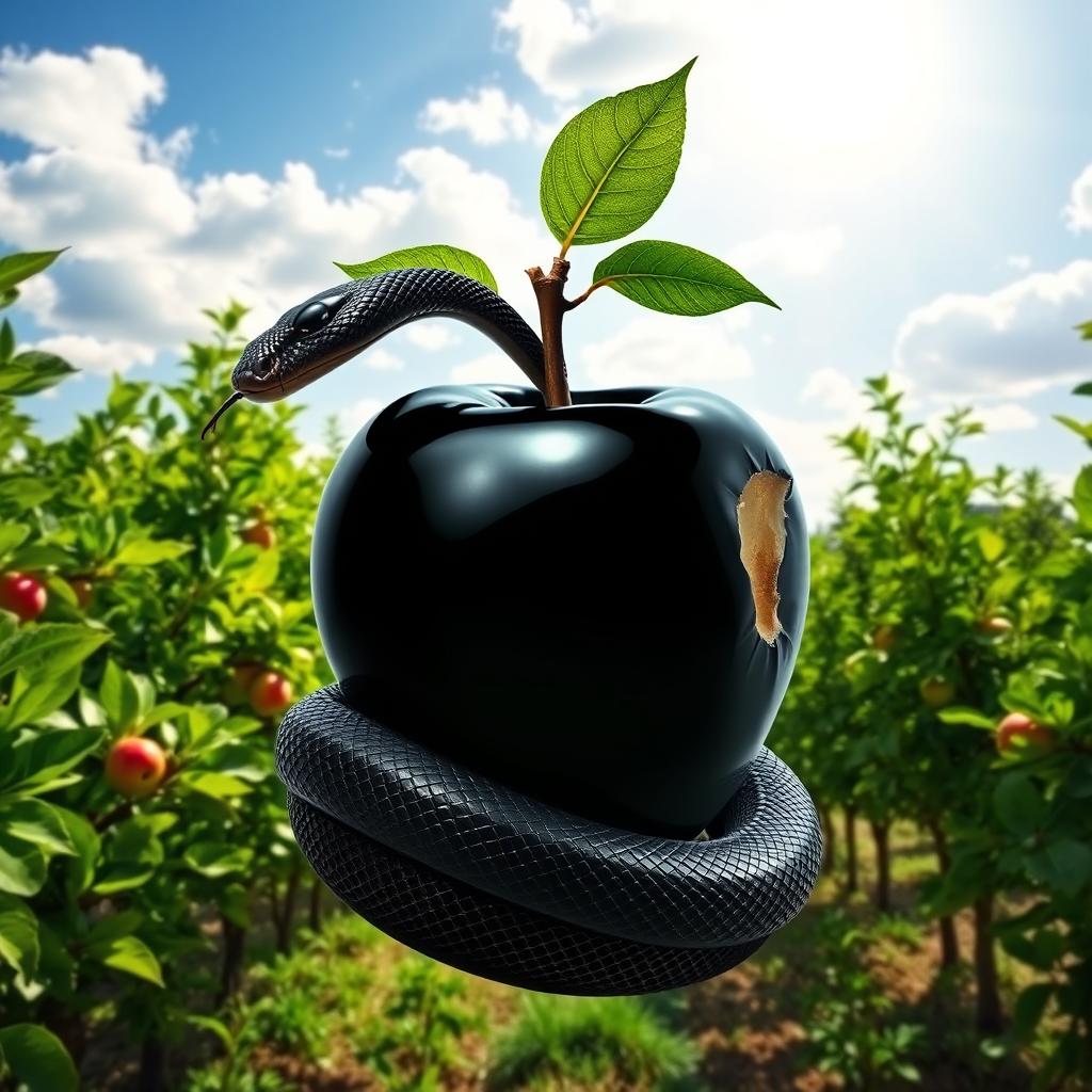 A book cover featuring a captivating landscape of an apple orchard with vivid green apple trees